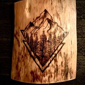 SOLD Hand wood burned